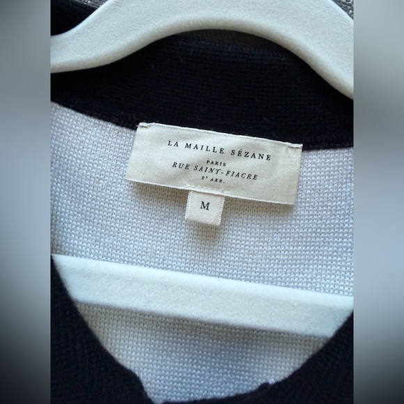 Sezane Betty cardigan in black and ecru - Picture 2 of 5